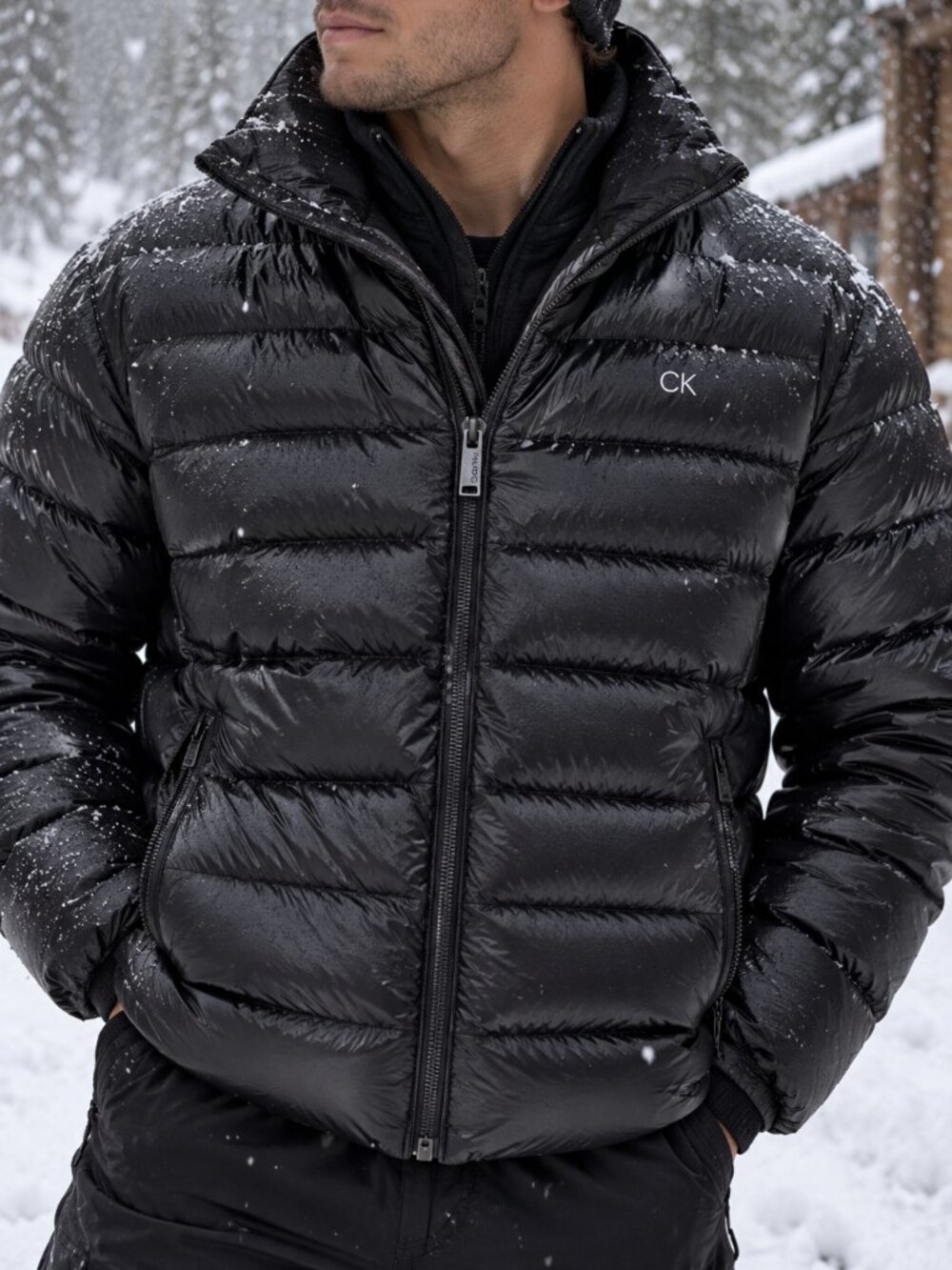 Calvin Klein Men's Black Packable Down Puffer Jacket Waterproof Small